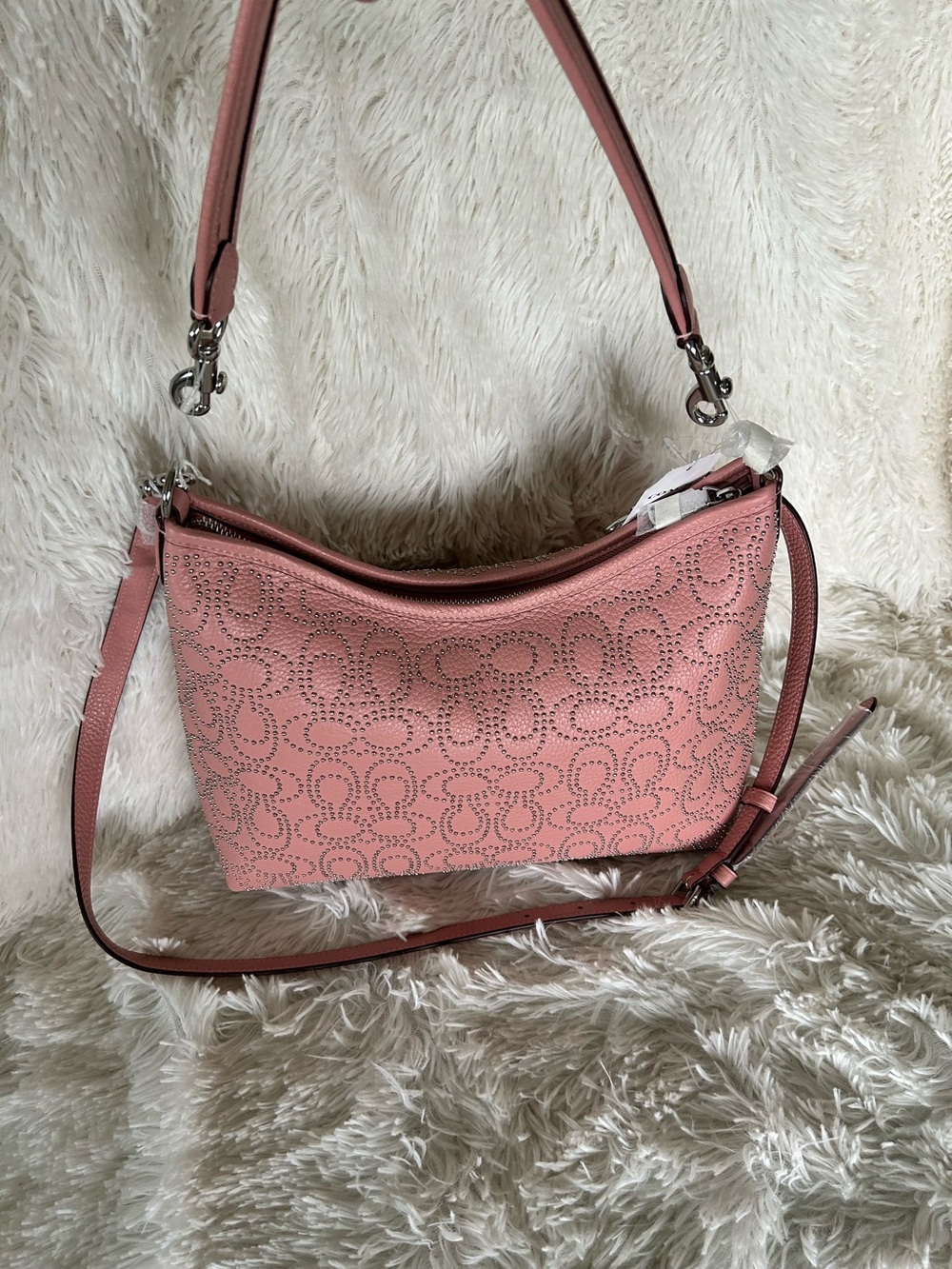 Coach Laurel Shoulder bag with rivets in pink petal